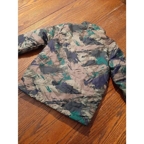 Boys Small Size 6/7 Green Black Brown Fleece Lined Front Zip Puffer Coat - Picture 5 of 5